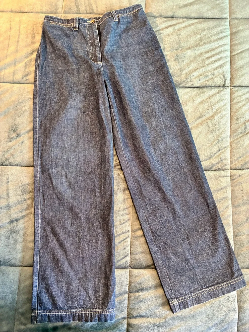 VTG Jones New York Sport 8 💯 Cotton Blue Denim Trouser Jeans Wide Straight Leg
